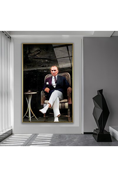 EMYA HOME Pictură pe sticlă Ataturk cu cadru metalic