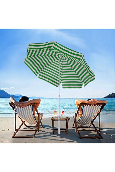 Exent 8 Telli - 200 Cm Plaj Bahçe Balkon Şemsiyesi Eğilebilen Şemsiye