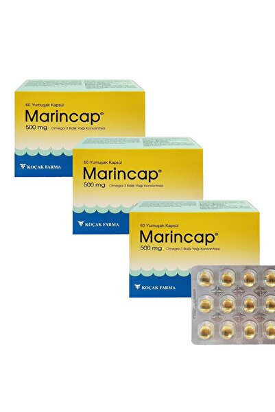 Marincap Marincor Yeni İsmiyle Omega-3 Balık Yağı 500 Mg 60 Kapsül 3 Adet