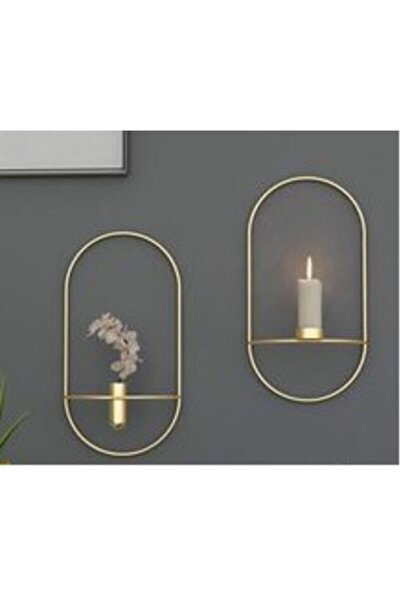 ZEYDADA Gold Elips 2 Li Duvar Mumluklar 0008