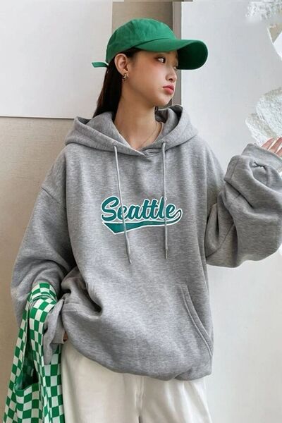MODAGEN Dámská šedá mikina s potiskem Seattle s kapucí