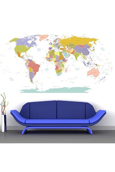 KT Decor خريطة العالم العملاقة - ملصقات حائط لغرفة المعيشة والغرفة والمكتب