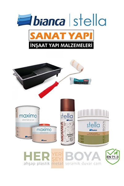 Stella Stella Set 500ml - Beyaz Boya Bakır Mermer Effekt Sprey Maximo Sıvı Ca...