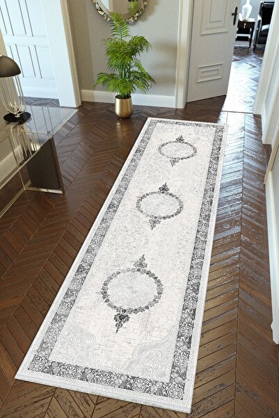 10 Post Online Gray White Black - Digital Printed Non-Slip Hallway Carpet