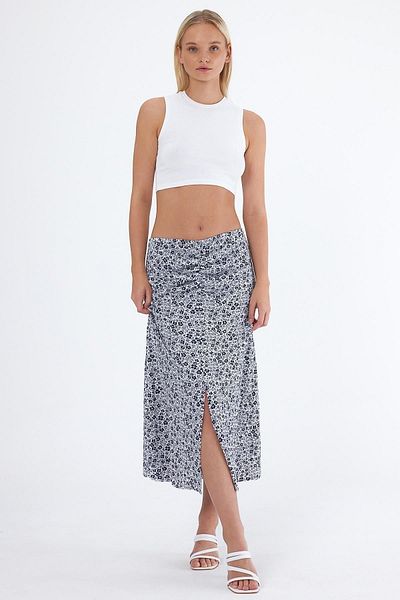 CrazyShopping Fusta cu detaliu cu șnur cu model floral