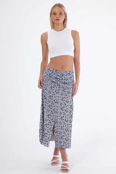 CrazyShopping Fusta cu detaliu cu șnur cu model floral