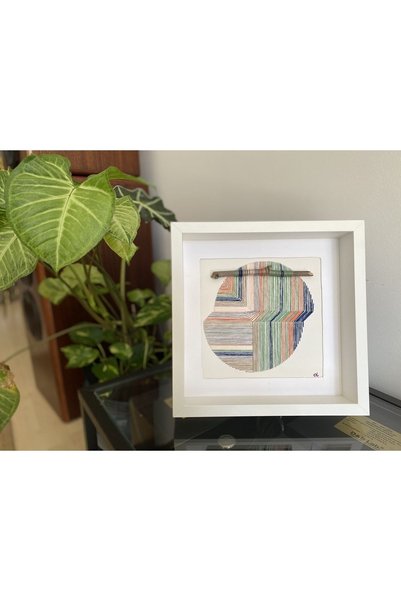 artoloji Aslı Kaynaroğlu - Doğaya Dönüş No.24 - 300 gr Suluboya Kağıdı Üzeri Nakış - 25x25 Cm