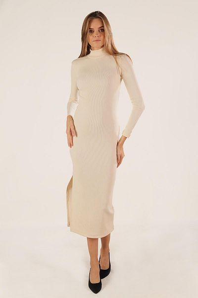 CrazyShopping Turtleneck Slit Long Knitted Dress - Camisole