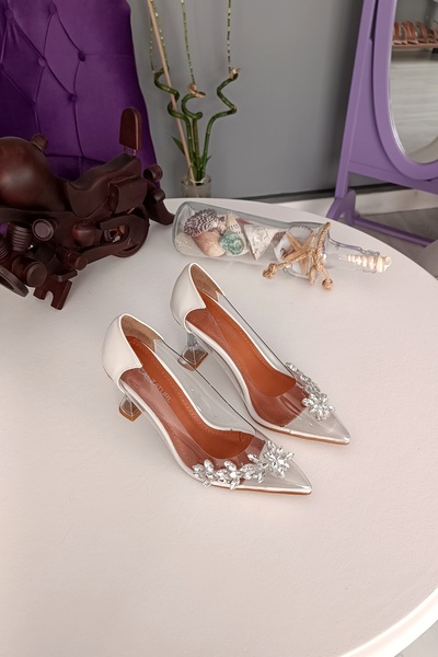 LA CALZATURE حذاء نسائي بكعب بلون الشامبانيا مقاس 9 سم وحجر النجوم - حذاء نسا...