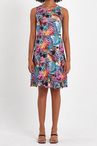 CrazyShopping Rochie multicoloră cu model mini tricotată în linie A