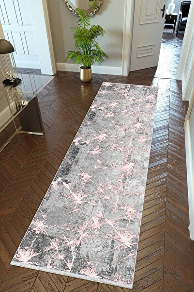 10 Post Online Χαλί διαδρόμου Γκρι Ροζ Αντιολισθητικό Πλενόμενο Λεπτό Ψηφιακό Εκτυπωτικό Χαλί Διαδρόμου