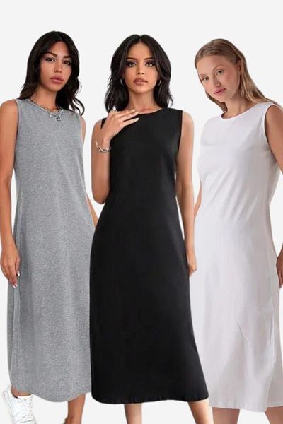 CrazyShopping Long Sleeveless Women's Dress - Lined Underskirt Petticoat Set of 3