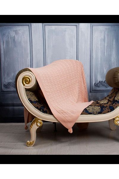 Brillant Home Knitwear Knitted Pompom TV Blanket - Knee Shawl Powder