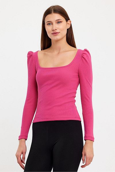 CrazyShopping Γυναικεία μπλούζα με μακρυμάνικο τετράγωνο λαιμό