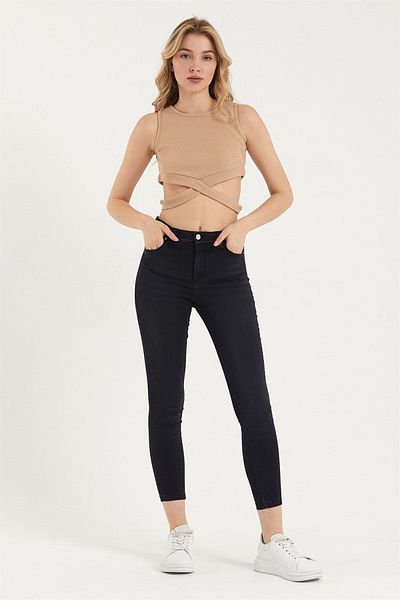 CrazyShopping Γυναικεία Crop Μπλούζα - Λεπτομέρεια Ταινίας