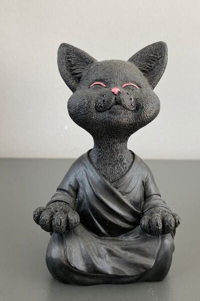 Dekora Kibirli Kedi Tif Biblo Heykel Süs Eşyası