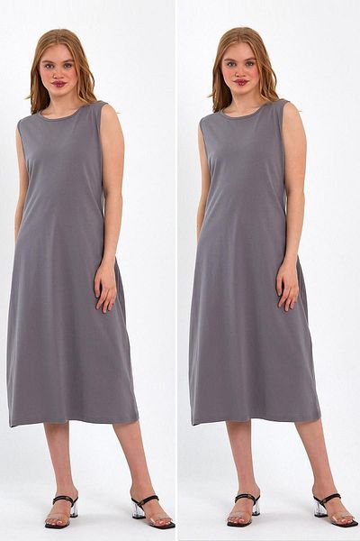 CrazyShopping Women's Sleeveless Dress and Lined Set of 2