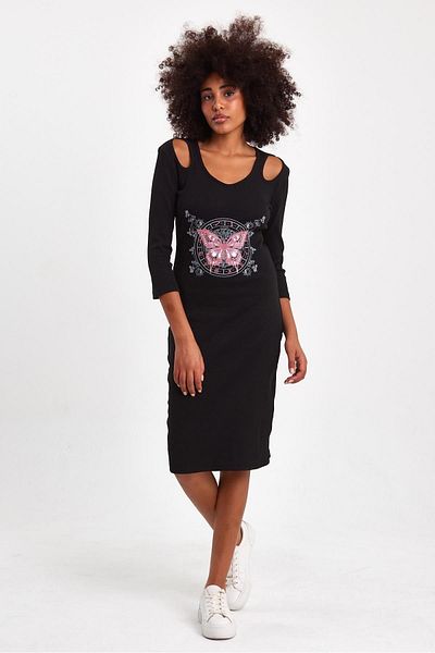 CrazyShopping rochie de dama cu decolteu camisole si detalii din piatra imprimata