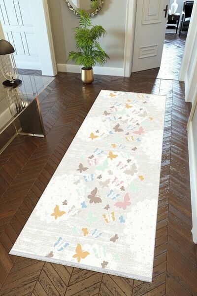 10 Post Online Colorful Butterfly Pattern - Non-Slip Round Oval Carpet, Thin Washable