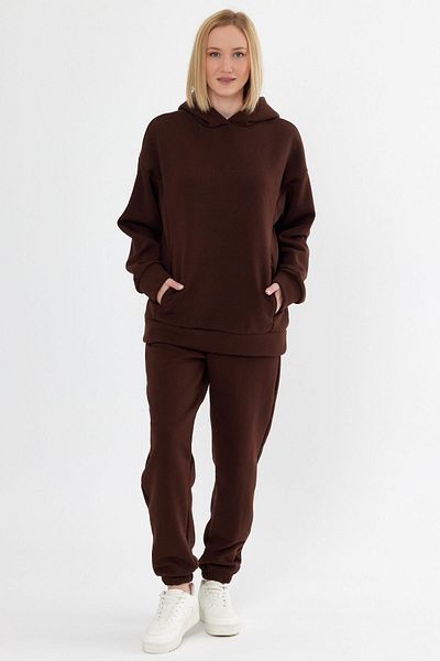 CrazyShopping Γυναικείο Σετ Φούτερ Fleece Oversize - Ελαστική μέση και πόδι, Τρεις κλωστές