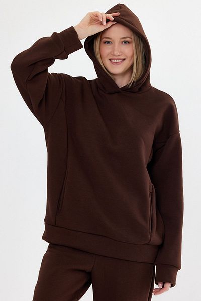 CrazyShopping Γυναικείο Σετ Φούτερ Fleece Oversize - Ελαστική μέση και πόδι, Τρεις κλωστές
