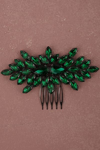 Hayalperest boncuk Green Bridal Wedding Hair Accessory - 2-Piece Model for Henna Night and Wedding