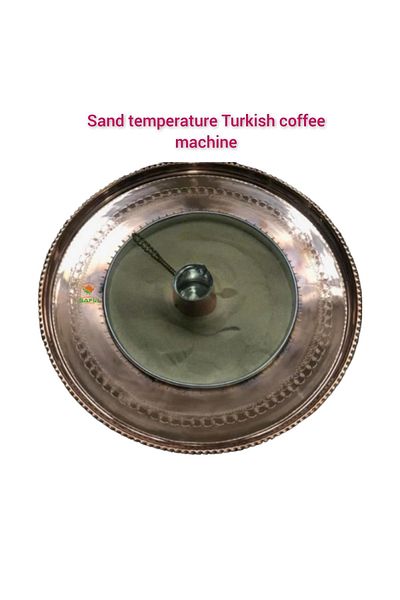 SAFİR ÇAY KAZANLARI Safirim Sand Coffee Machine - Round, Copper, Stand with Tray