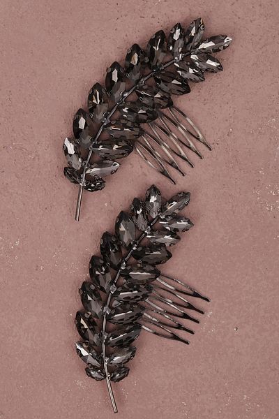 Hayalperest boncuk Elegant Bridal Wedding Hair Accessory - Virgo Model, Anthracite Gray
