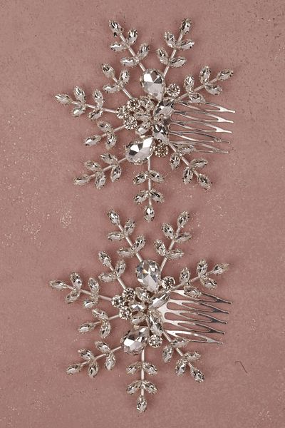 Hayalperest boncuk Bridal Wedding Stylish Flower Pattern Hair Accessory - Silver Costume Accessory For Prom And Parties