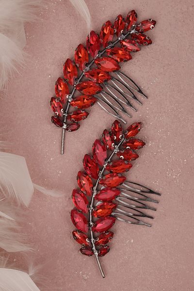 Hayalperest boncuk Accesoriu elegant pentru păr de mireasă și henna model Fecioară - roșu