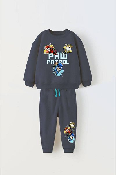 anonim Oil Patterned Paw Non-Rated Sweatshirt Set