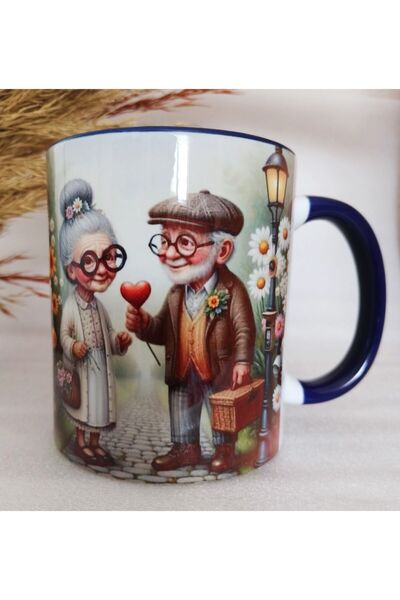 Mugs and love Vintage baskı büyük boy kupa
