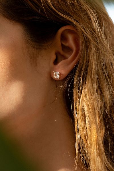 Moonjy Steel Gold Single Stone Earrings (Pair)