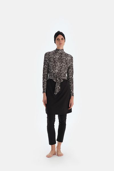 Eros Schwarzer Strumpfhosen-Badeanzug - Modell 3708my zum Binden vorne