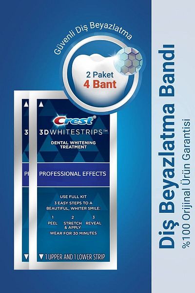 CREST أشرطة بيضاء ثلاثية الأبعاد احترافية - عبوتان (4 أشرطة)