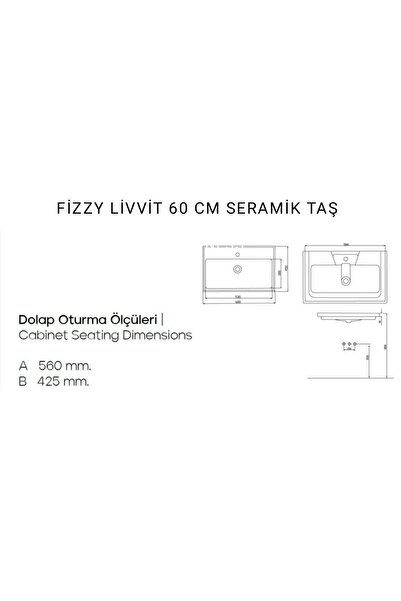 Fizzy Banyo LİVVİT 60X45 cm Seramik Lavabo Taşı