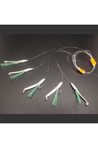 ALDOS Silikon At Çek Takımı (2 ADET) Silikon Balıklı Çapari 3,5 Cm Sedef Yeşil