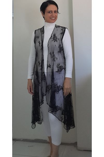 Mertcan Butik Casual Lace Black Vest