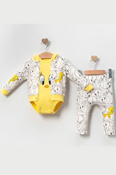 Cherub Baby طقم أطفال مكون من 3 قطع مع سترة مطبوعة من Little Chick Tweety
