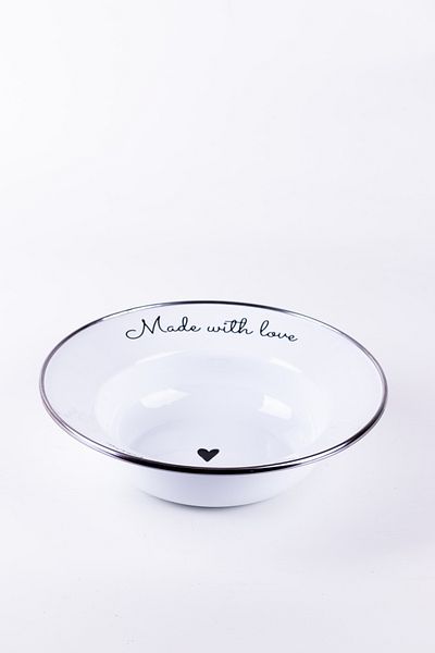 EMAYlab طبق معكرونة وسلطة مقاس 24 سم من Love Enamel