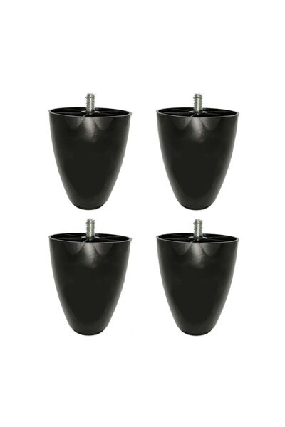 Adem Koç 10 Cm Siyah Renk Armut Plastik Baza Koltuk Kanepe Ayağı (ince M8 Diş...