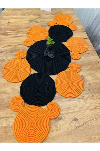 ModaCardin Față de masă model Daisy în stil boem - iută și răchită, 40X110 CM Husă pentru masă de cafea
