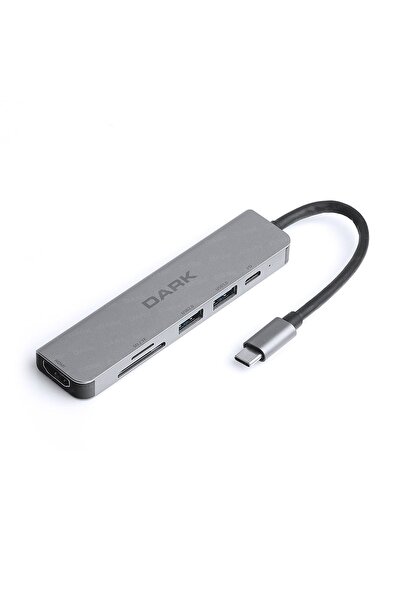 Dark Usb 3.1 Type-c 6 In 1 Hdmi Tf Sd Kart Okuyucu Usb 3.0 & Usb 2.0 / Usb Pd Dönüştürücü Çevirici Hub DK AC U31X38