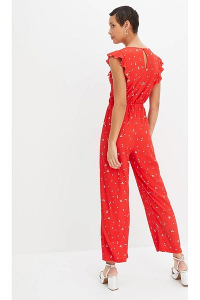 BUTİK MUSON Floral Print Summer Jumpsuit Comfortable Piece Suitable for Office Wear