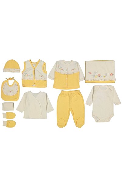 Cherub Baby Flower Çiçek Nakışlı %100 Pamuk Yenidoğan Kız Bebek 10 Parça Hastane Çıkışı Zıbın Set