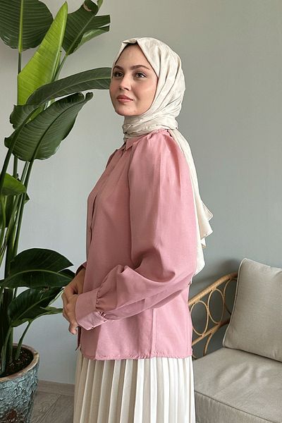InStyle Cămașă lejeră cu mânecă cu balon pudră