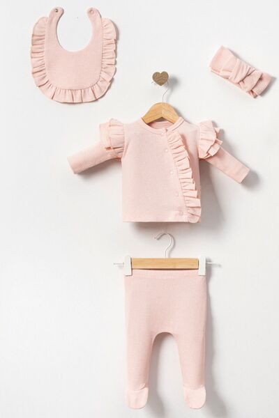 Cherub Baby طقم بدلة خروج من المستشفى مكونة من 5 قطع من قماش الوافل المكشكش ل...