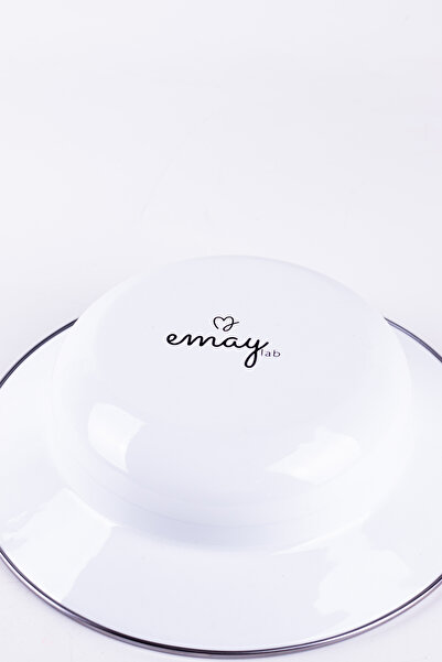 EMAYlab 24cm Motto Enameled Pit Pasta and Salad Plate