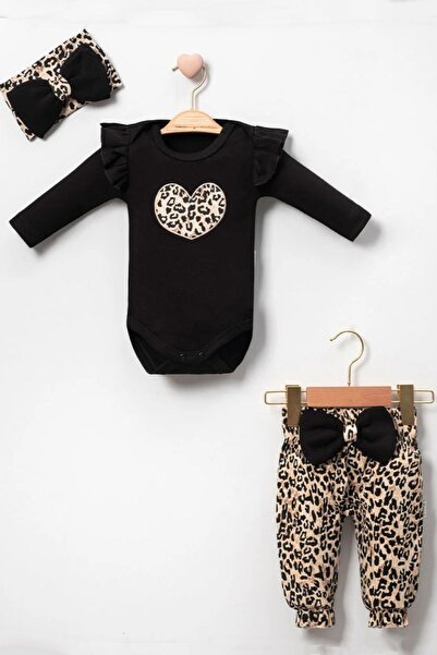 Cherub Baby 3-Piece Baby Girl Set with Leopard Bandana and Badge
