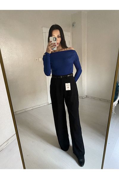 Edanın Butiği Black Premium Quality - New Mission Collared Palazzo Trousers